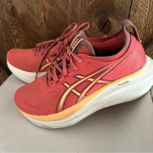 Asics Gel-Nimbus 27 Dark Pink Clay Orange glow running sneakers 8.5 - Picture 2 of 15